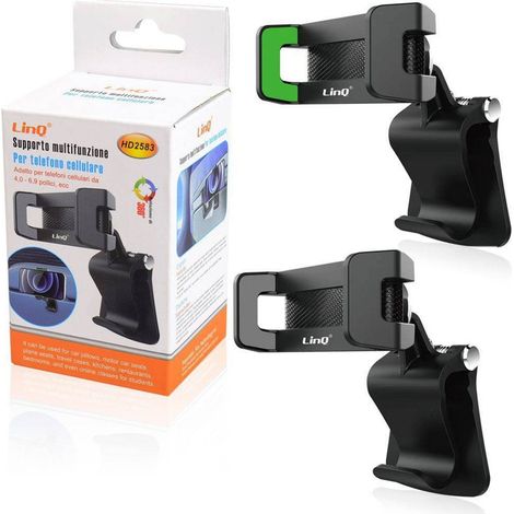 Linq - Supporto Multifunzione Staffa Auto A Clip Pinza Per Smartphone Cellulare Hd2583 -