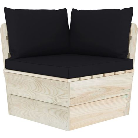 Canapé d'angle de jardin palette, Canapé d'extérieur, Meuble de jardin, avec coussins Épicéa imprégné OIB4458E (1/5)