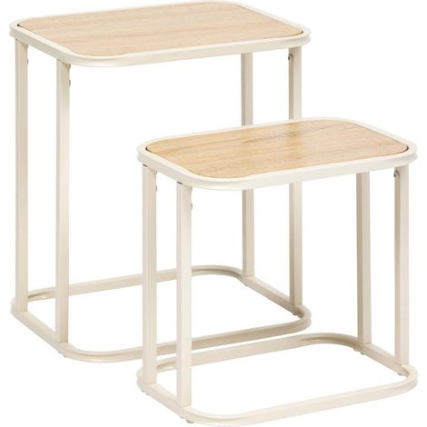 Set di 2 tavolini curvilinei in legno chiaro - 5five