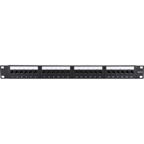 Panneau de brassage montable 24 ports plaqué or, haute vitesse CAT6, pour câbles réseau et rack (1/5)