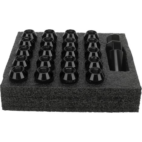 22 pièces écrous coniques avec manchon d'écrou clé en acier allié universel forgé remplacement de serrure pour TOYOTA noir M12x1.25 (1/5)