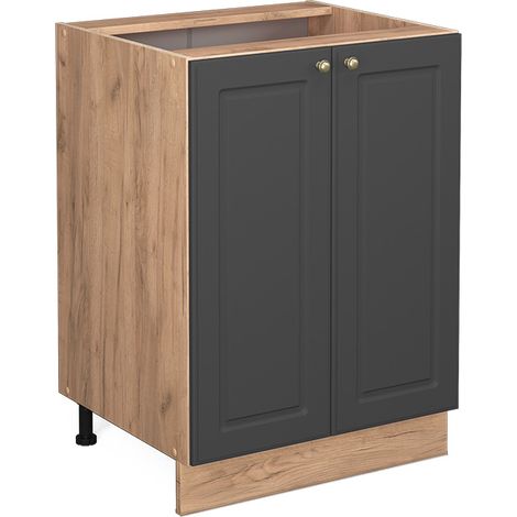 Mobiletto base cucina Fame-Line, Antracite-oro, 60 cm senza piano di lavoro, Vicco
