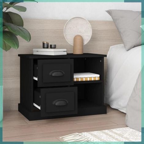 Table de chevet - 816369 - noir - bois d'ingénierie - 60 x 35,5 x 45 cm (1/5)