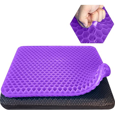 Cojín de descompresión transpirable fabricado con gel de nido de abeja de color púrpura (43 × 36 × 3,5 cm) (1/5)