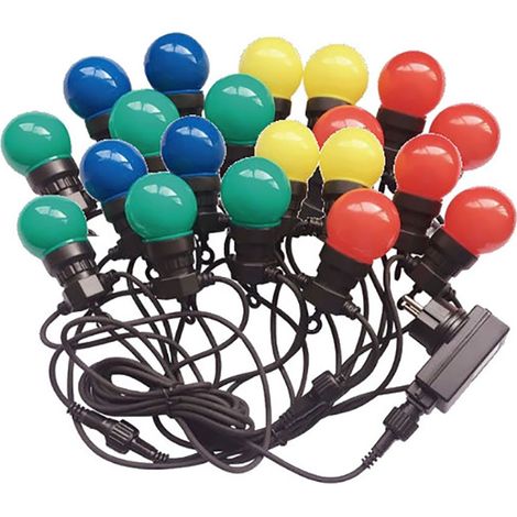 Catenaria 10 mt per 20 lampadine Led mini globo multicolore IP44 V-TAC VT-71020