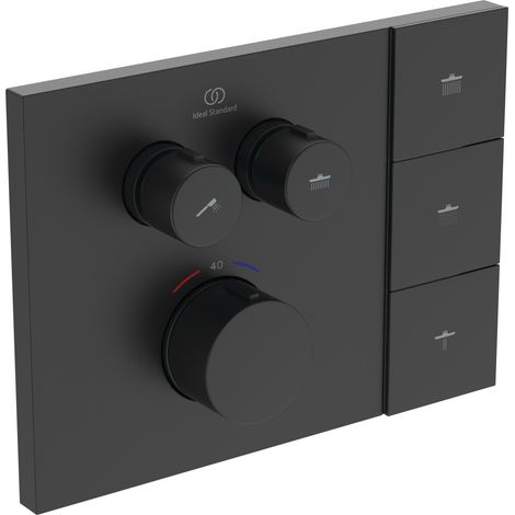 Ideal Standard Ceratherm Navigo Solos - Miscelatore termostatico ad incasso, per 2 utenze, nero seta A7894XG (1/2)
