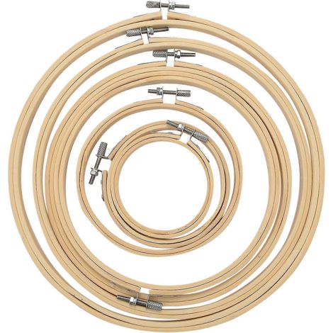 7-teiliges Bambus-Stickrahmen-Set, 8,1–25,9 cm, Kreisrahmen zum Sticken und Sticken (1/4)