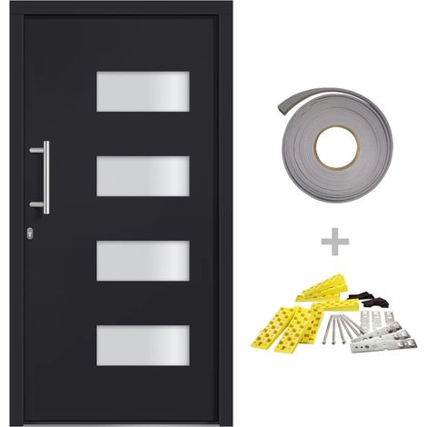 Porte d'entrée Aluminium et PVC Anthracite 100x210 cm
