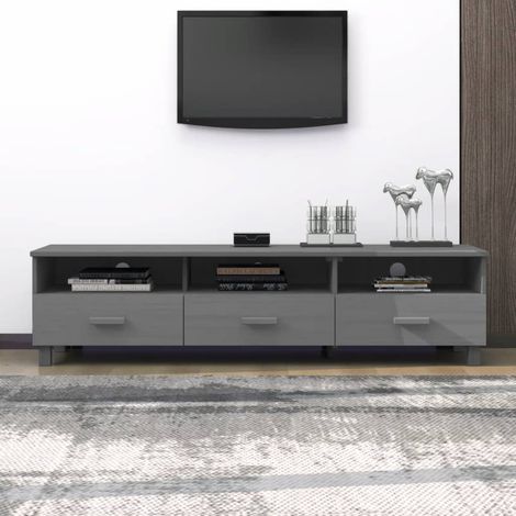 Mueble de TV HAMAR madera maciza pino gris oscuro 158x40x40 cm vidaXL (1/5)