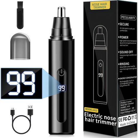 Tondeuse Nez, Coupe Poils Nez et Oreilles USB Rechargeable  Tondeuse Oreilles avec LCD Écran, Rasoir Nose pour Hommes et Femmes (1/5)