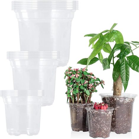 15 Clear Seedling Pots with Drainage Holes - Set of 3 Sizes (9, 10, 13cm) Plastic Perfect for Sowing and Transplanting Flowers (15) (1/5)