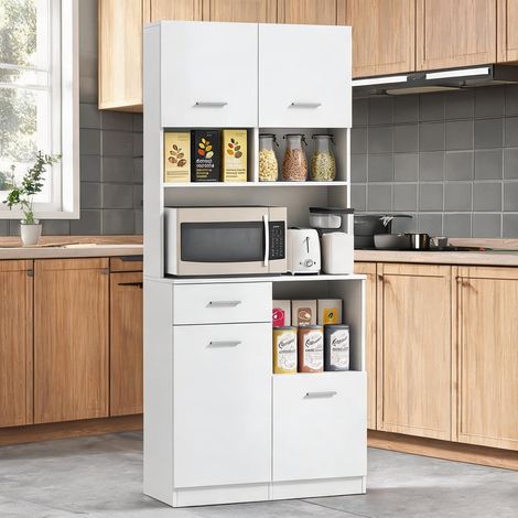 Buffet coloris blanc en MDF 80 x 35 x 180 cm (1/5)
