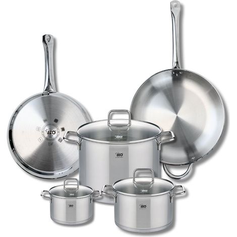 Ensemble de 2 Poêles de cuisson 28 et 32 cm et 3 faitouts 14, 20 et 26 cm Elo Profi Citrin (1/5)