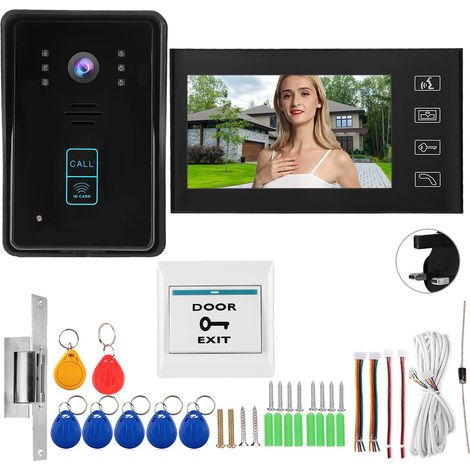 Visiophone filaire 7 pouces, carte de mot de passe, système d'accès à télécommande (1/5)