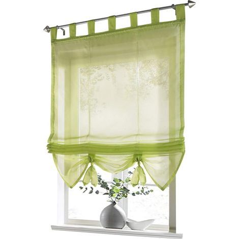 Store bateau à passants transparent – Voile 100% polyester – Dimensions LxH 80x155 cm – Suspension à boucle pour cuisine moderne (1/5)