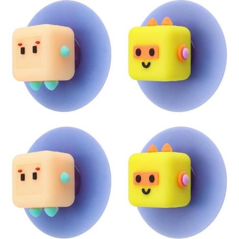 Patère - Enfant - 4 Pièces - PVC - Sans Perçage - Couleurs Jaune et Rose (1/4)