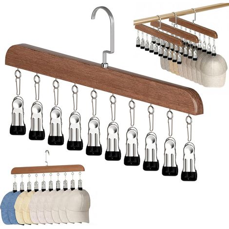 Organisateur de suspension de pantalon pour penderie avec 10 clips - Organiseur de suspension peu encombrant pour 10 jeans, casquettes, shorts, chaussettes (1/5)
