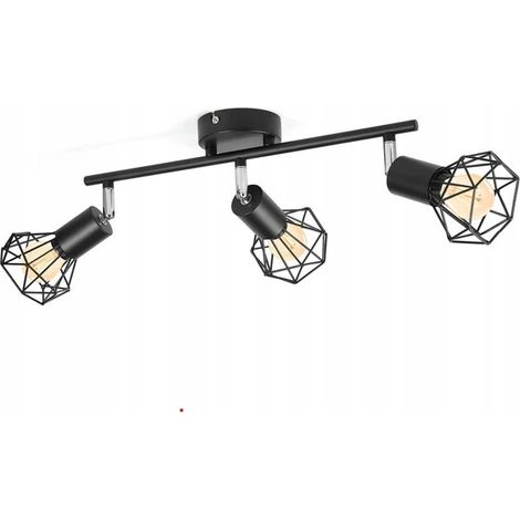 Lámpara de techo LED Diamond, 3 fuentes de luz, color negro, 350 grados, 3 bombillas E14. (1/5)