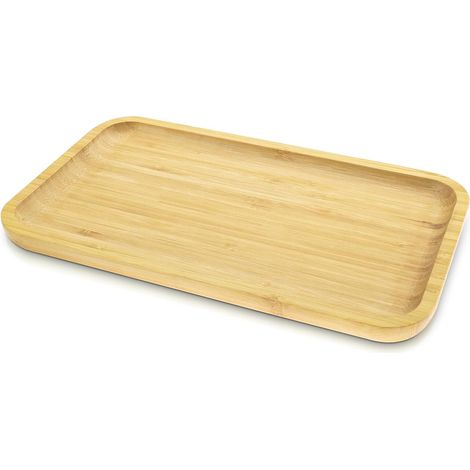 Plateau en bambou - Petit plateau rectangulaire en bois - Pour salle de bain et cuisine - 25182cm cm