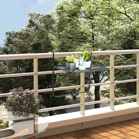 Tavolo da Balcone Nero 60x40 cm in Acciaio vidaXL