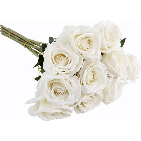 Fleurs Artificielles Rose En Tissu Soyeux Pour Mariage Décoration Maison Bouquet De Demoiselle D Honneur Lot De 10 Pièces (1/2)