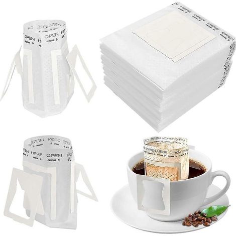 100 pièces jetable café filtre sacs avec suspendu oreilles simple papier filtre pour voyage camping maison bureau (1/5)