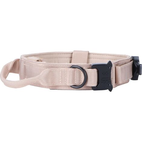 Collier chien nylon dressage chasse traction boucle acier accessoire animal kaki (1/5)