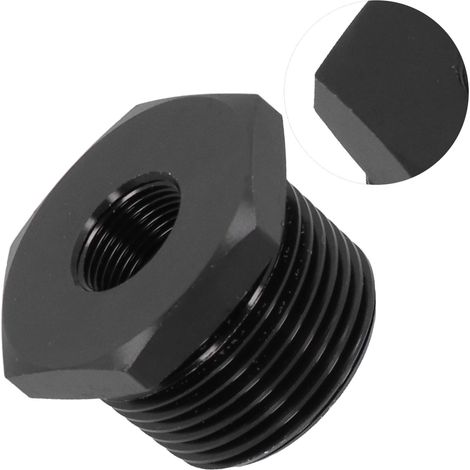 Ölfilteradapter 1/2-28 Innengewinde auf 3/4 NPT Außengewinde, schwarzes, rostfreies Aluminium, 011C Autozubehör (1/5)