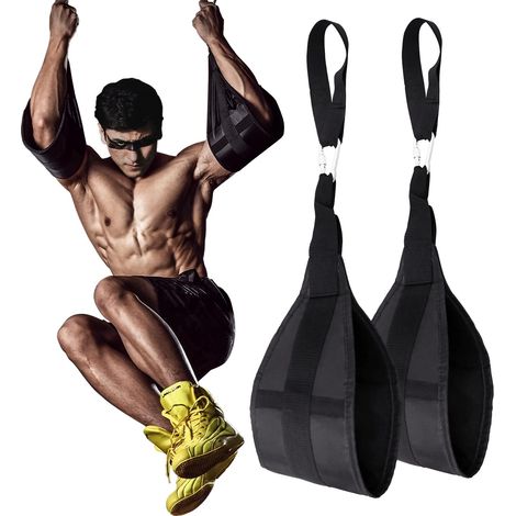 Cinghie addominali da appendere alla sbarra per trazioni: cinghie addominali da palestra per l'allenamento delle trazioni con le braccia, supporto per sollevamenti di ginocchia e gambe. (1/2)