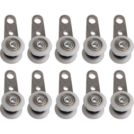 Lot de 10 roulettes pour baies vitrées ou portes coulissantes – métal et plastique – 4,5 x 1,9 cm