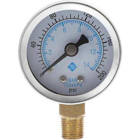 Manomètre de pression d'air comprimé pour compresseur, 1/8 pouce, 0-200 psi (0-14 bar) (1/4)