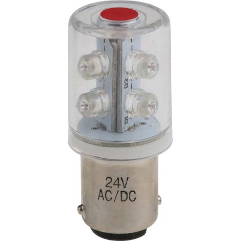 Lampe LED balise, BA15d, 24 V (c.a./c.c.), Rouge, 6 LEDs , intensité: 6 x 350 mcd ( Prix pour 1 )