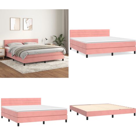 Boxspringbett mit Matratze Rosa 160x200 cm Samt - Boxspringbett - Samtbett - Rosa Bett - Doppelbett - 160x200 Cm - Home & Living (1/5)