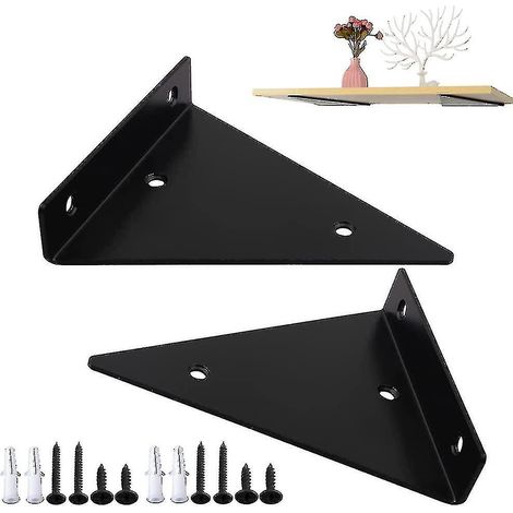 Support d'étagère (2 pièces), étagère, triangle métallique flottant, fixation murale, support d'angle invisible avec vis - AquaForge (1/4)
