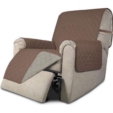 Housse de canapé réversible résistante à l'eau avec Sangles élastiques pour Animaux de Compagnie, Enfants, Chiens, Chats Fauteuil inclinable de 45,7 à 50,8 cm, Marron/Beige (1/5)
