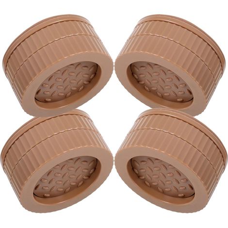 Lot de 4 rehausseurs pieds meubles ronds en TPE marron (1/5)
