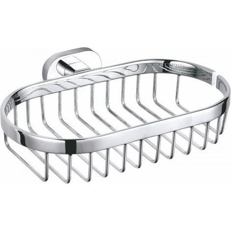 Porte-savon grille YUKON en laiton blanc chromé 20,5x13,73 cm H. 5,4 cm (1/2)