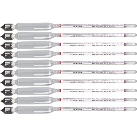 10 Stück Alkoholmeter 0-100° Hochpräzise Glas-Hydrometer für das Heimlabor (1/5)
