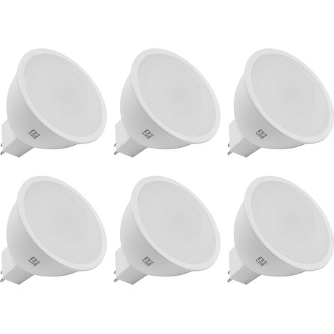 ORION91 Pack x 6 Bombillas LED MR16 Gu5.3 12v 5w (=36w) 400lm Blanco Cálido 3000K 15000h Foco Iluminación Aplique Lámpara Bombilla - Nine&One Premium 9&1 - SpazioLuzio