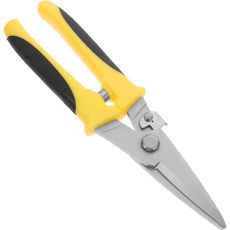 Ciseaux à Tôle Multifonction pour Acier Inoxydable Poignée Jaune Antidérapante et Anneau de Protection Moulé Intégral Usage Industriel (1/5)