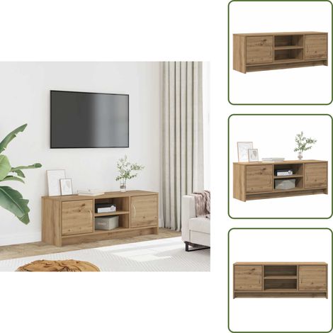 Meuble TV chêne artisanal 102x30x37,5 cm bois d'ingénierie - Meuble TV - Meubles TV - Support TV - Unité TV (1/5)