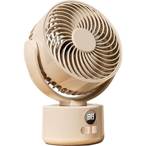 Ventilateur de bureau USB blanc – 1200 mAh rechargeable, ventilateur à 3 vitesses, silencieux (25 dB), inclinaison de 140°, oscillation de 120°. (1/5)