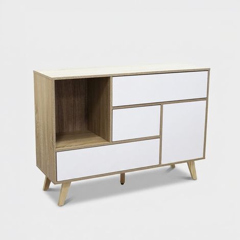 Modèle moderne moderne Credenza Mobile Living Room in Bilaminé Envoy Wooden avec 3 tiroirs et 1 ligne d'élégance anta  White