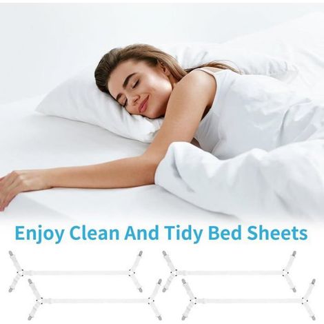Attache Drap Housse - Sangle Réglable 70-280 cm - Pour Lit Matelas Sommier - 4 Pièces (1/5)