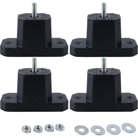 Lot de 4 amortisseurs de Vibrations pour climatisation, en Caoutchouc Noir, avec Base Anti-Vibrations. Charge maximale: 500kg. (1/5)