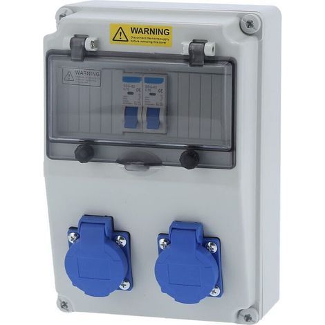 Distributeur D'alimentation Mural Boîte de Distribution électrique à 2 Positions 16A 220‑250V Distributeur Mural Boîte électrique Extérieure pour Chantier de Construction 25 X 16 X(220-250V) (1/4)