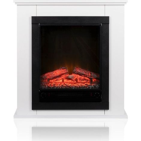 [JAMAIS UTILISE] Classic Fire Cheminée d'ambiance électrique Lugano - Cheminée avec foyer - Flammes LED - 1800W - Blanc