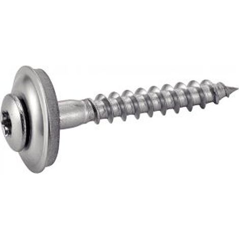 Vis à bois tête fraisée bombée six lobes - Avec rondelle EPDM Ø15 - Inox A2 4,5x20 mm - Boîte de 200