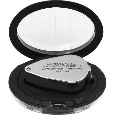 40X Folding Metal Jeweler's Loupe with UV LED Lighting – for Diamonds, Coins, and Jewelry Authentication (1/5)