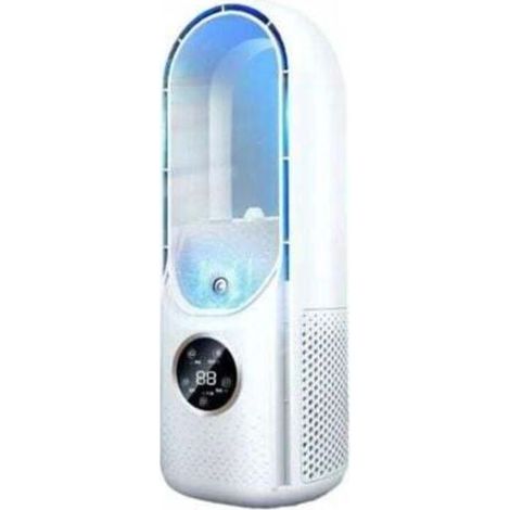 Ventilador eléctrico portátil sin aspas, 6 velocidades, temporizador, silencioso, refrescante, blanco - KZQ (1/3)